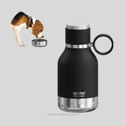 Pet Travel Gear Asobu Dog Bowl Attached to Stainless Steel Insulated Travel Bottle for Human 33 Ounce